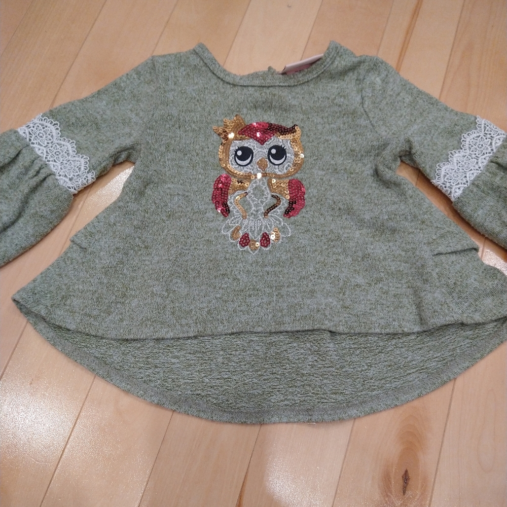 12m little lass sequin owl royalty sweater dress